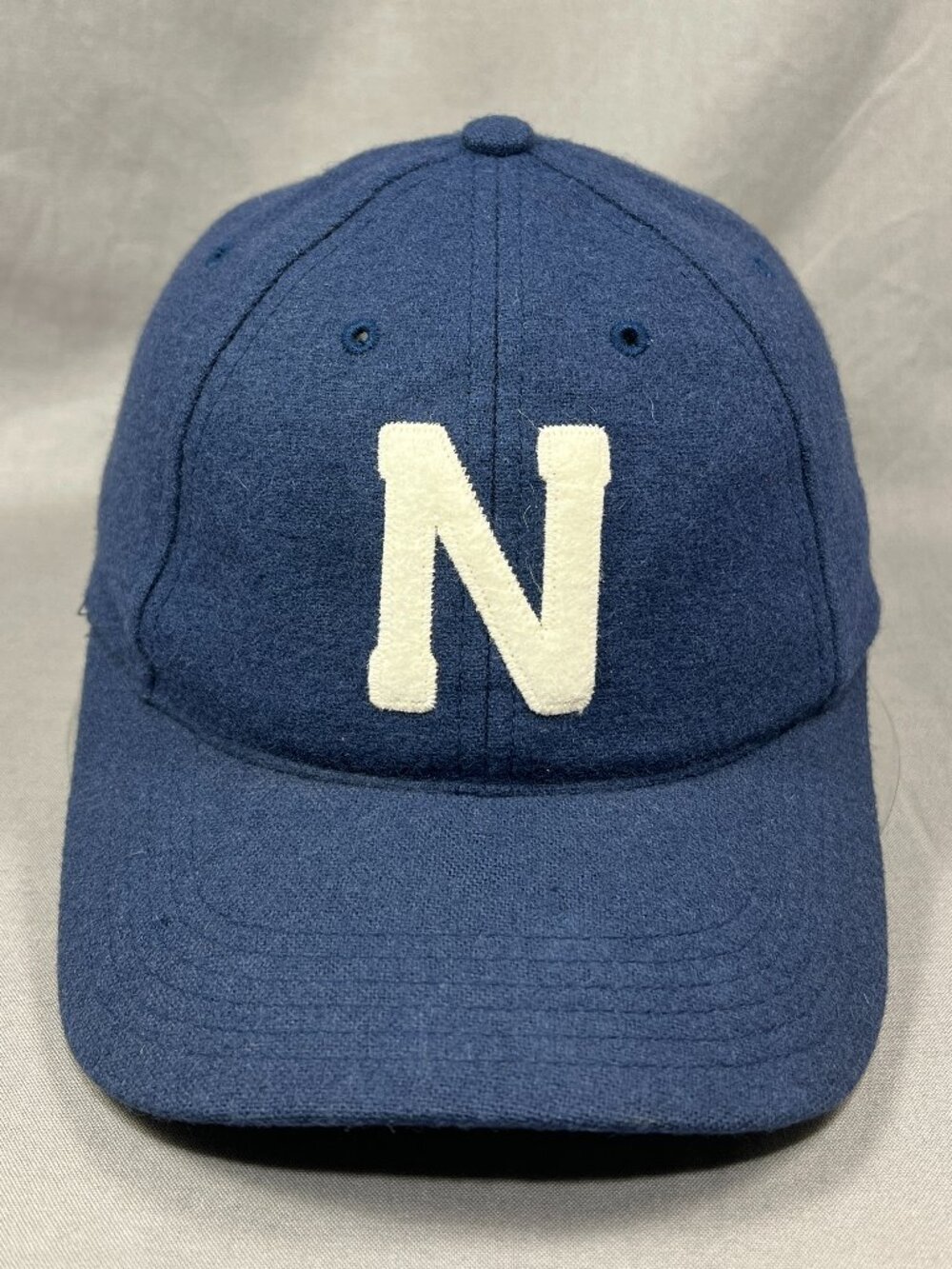 Vintage 90s Nike Letter N Felt Patch Hat Strapback Wool Blend Navy Blue Dad Cap